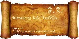 Haraszty Kálmán névjegykártya